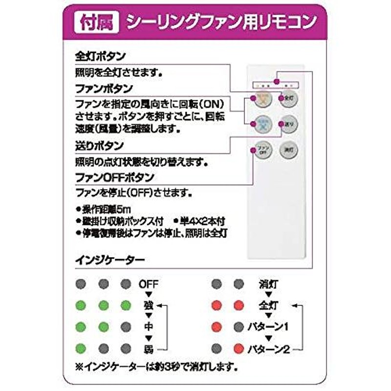 大光電機 (DAIKO) シーリングファン 灯具なし リモコン付 羽根