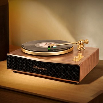 黑膠唱片音響一體機黑膠唱機留聲機搭配藍牙功能金屬唱臂金屬唱盤【Snowbelle優選】