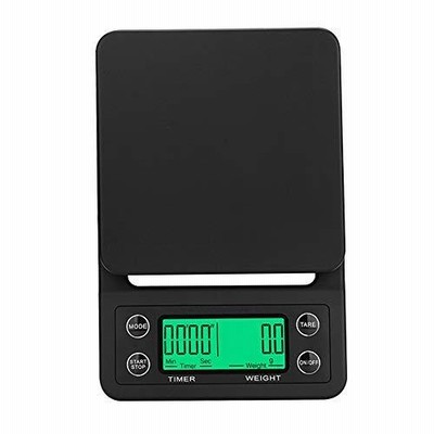 デジタルはかり 3kg / 0.1gタイマー付きバックライト液晶ディスプレイミニドリップハイスケール複数ユニットコーヒーノンスリップ 電子はかり