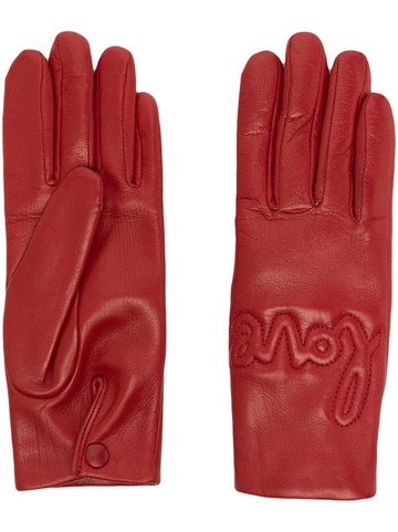 Agnelle - decorative-stitching leather gloves - women - Leather - 7.5 - Red
