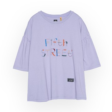 5th STREET｜山形｜女裝｜彩色LOGO英文印字寬版短袖T恤｜紫色