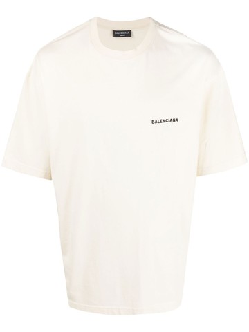 Balenciaga - logo-print cotton T-shirt - men - Polyester/Cotton - XL - Neutrals