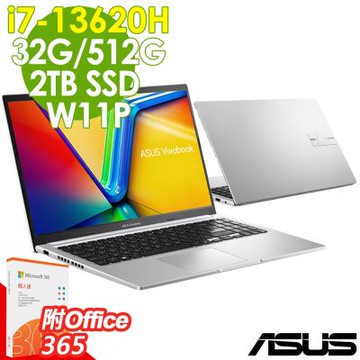 ASUS Vivobook X1502VA-0291S13620H 酷玩銀(i7-13620H/16G+16G/512G+2TB/W11P/15.6 FHD) 特仕效能筆電