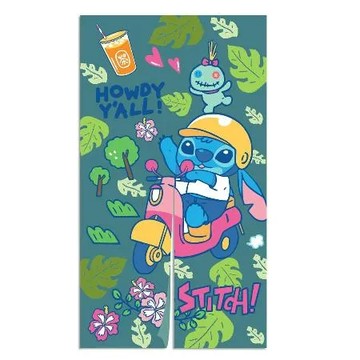 Disney /  對開式長門簾-史迪奇-大家好(深綠)  DS-7302SHB