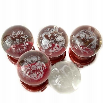 水晶 龍神 120mm クリスタル ガラス 置物 開運 鳳凰 四神 九龍