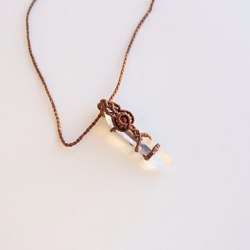 原礦白水晶柱海藍寶月光石紅石榴款