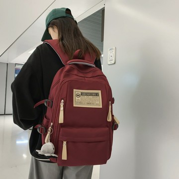 跨境现货批发双肩包男生高中生简约休闲轻便书包女大学生可放电脑【益三和】可開發票