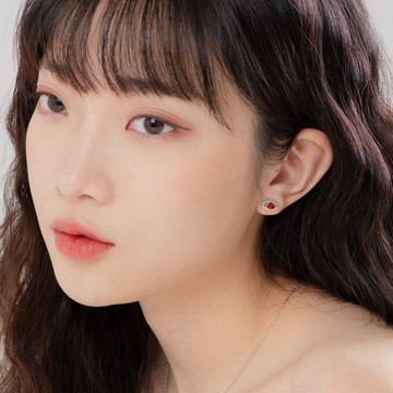 石榴石925純銀惡魔之眼耳環