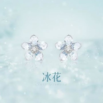 冰花925純銀耳釘女款簡約輕奢小眾設計感花朵耳飾生日禮物送女友
