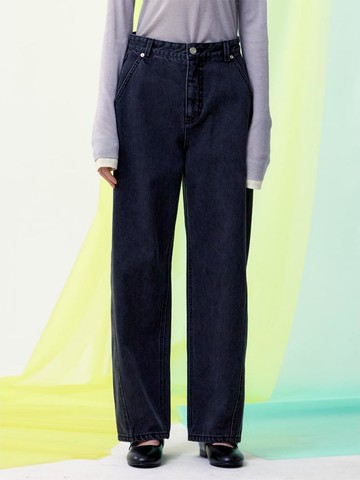 Curved Tapered Premium Cotton Denim Pants [Ash] (KE5121M554)