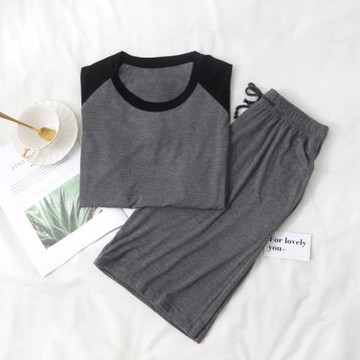 莫代爾夏季薄款男士套頭短褲睡衣