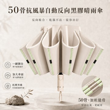 【伙拼MKT】50骨抗風暴雨傘 多款晴雨兩用黑膠自動反向傘 反向折疊雨傘 夜間反光安全傘 車用雨傘