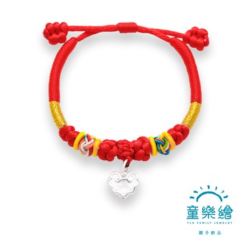 【童樂繪金飾】兒童純銀紅繩手鍊 寶寶金鎖片 (彌月銀飾 滿月禮 寶寶足銀)