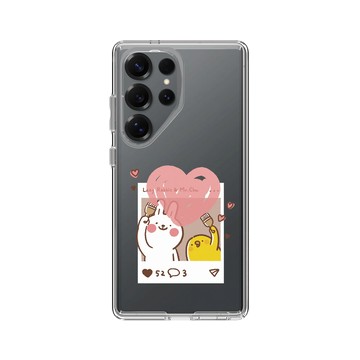 Galaxy S25 Ultra Clear 透明 - 懶散兔與啾先生 Lazy Rabbit and Mr.Chu - Send heart