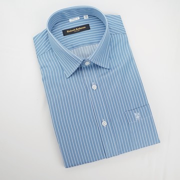 【金‧安德森】藍色條紋窄版長袖襯衫