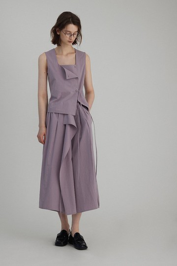 北歐漫步 復古極簡方領上衣半裙套裝