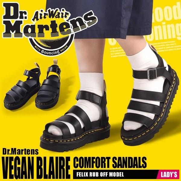 お洒落 ドクターマーチン レディース サンダル シューズ Women S Dr Martens Vegan Blaire Strappy Sandal Black Felix Rub Off Soft Polyureth 大幅値下 メール便ok 日本製 Sylvaniatownshippolice Com