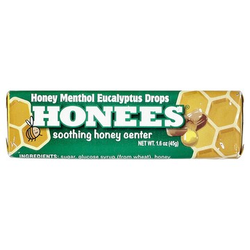 Honees, 蜂蜜薄荷醇桉樹糖，9 塊，1.6 盎司（45 克）
