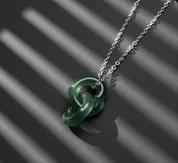 冰藍水翡翠同心項鍊 | 天然玉翡翠A貨 | 送禮