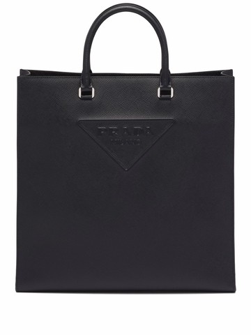 Prada - logo-embossed Saffiano leather tote - men - Leather - OS - Black