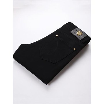 2025新款不掉色黑色牛仔褲男修身小腳彈力秋冬季厚款褲子休閑百搭