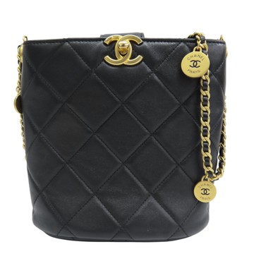 CHANEL 香奈兒 黑色 羊皮 Hobo 鍊帶肩背包 【二手名牌BRAND OFF】