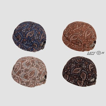 【一周到貨】韓版新款日系腰果花印花潮刺繡休閒雅痞無簷地主帽ins復古純色瓜皮帽子男女百搭潮皮質調節帶水手帽貝雷帽報童帽