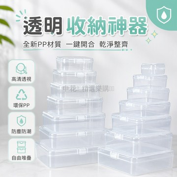 台灣出貨 全新料PP透明收納盒 長方形方型塑膠盒 卡扣式翻蓋設計 小卡證件飾品零件整理盒 多種規格尺寸可選
