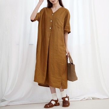 法式V領純色洋裝735956