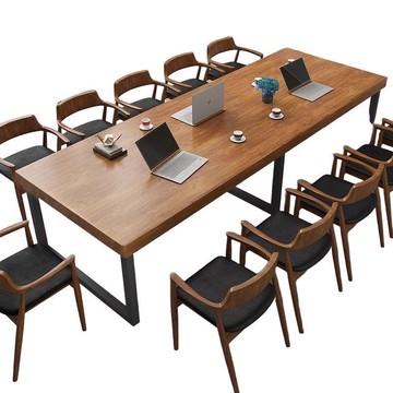 歐式實木桌大板桌辦公桌會議桌長方形洽談桌簡約書桌現代咖啡餐桌[DD030109]