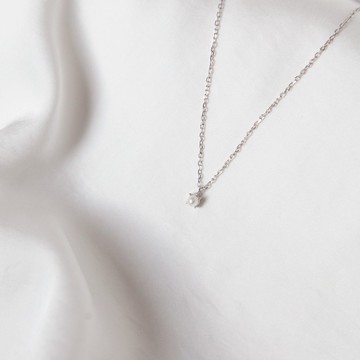 珍珠單鑽純銀項鍊 | 誕生石系列_6月誕生石