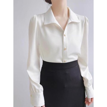 法式高級感白襯衫女2025春季新款氣質通勤面試職業長袖上衣小個子