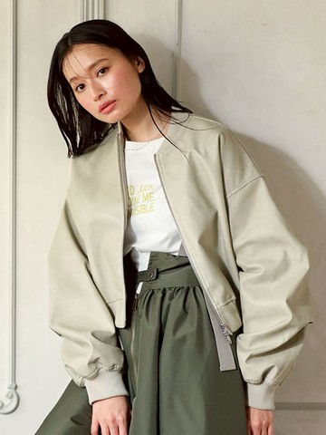 率性合成皮革MA-1拉鍊夾克(06000398400) - Green Parks