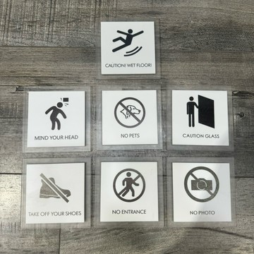 天使白小心地滑小心玻璃禁止寵物無障礙禁止進入茶水間廁所標示牌