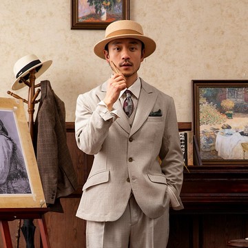 SOARIN涼感槍駁領格紋商務西裝外套(2325XZ01)