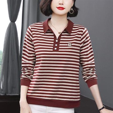 【巴黎精品】現貨+預購 高級長袖POLO衫寬鬆上衣針織衫簡約大碼休閒大尺碼女裝百搭媽媽裝-V領款5色a1lq26