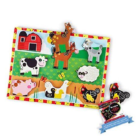 Melissa ＆ Doug Farm Animals: 8pcs Chunky Puzzle Bundle with Theme