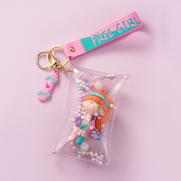 潮酷女孩鑰匙扣掛件創意網紅手繩汽車鏈鎖匙圈環可愛女ins包掛飾