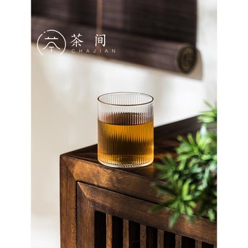 茶間｜豎紋玻璃杯家用北歐簡約杯子耐熱玻璃水杯茶杯透明創意酒杯