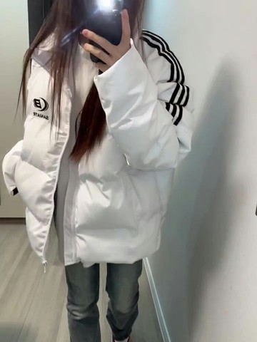 三條杠韓系棉服外套女冬季加厚年新款oversize棉衣棉襖面包服