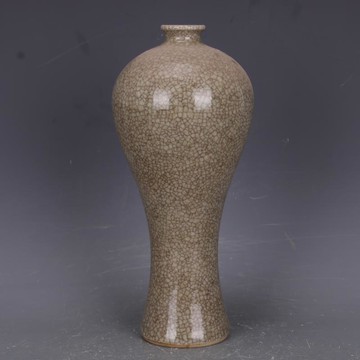 宋龍泉窯開片梅瓶手工仿古老貨瓷器家居中式擺件古董古玩老貨收藏1入