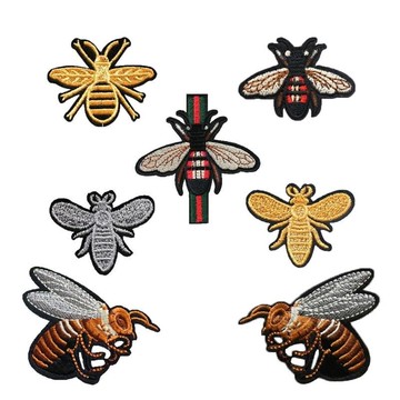 衣服繡花貼畫裝飾小蜜蜂修補貼花潮牌刺繡黑色商標貼布標補丁鞋帽
