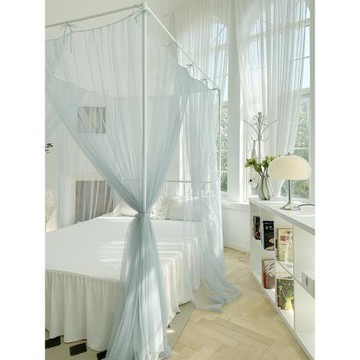 2026新款落地家用三開門簡約防塵頂蚊帳1.35床1.8m床綁繩款單帳子