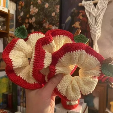 48出貨 2026 DIY 鈎針手作 小紅書同款蘋果髮圈髮繩手工毛線編織diy材料包鉤針送女友閨蜜
