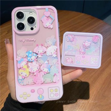 少女心粉色美樂蒂夾娃娃機適用iPhone17/17promax手機殼16promax半透光面殼13蘋果14Pro全包殼15Pro