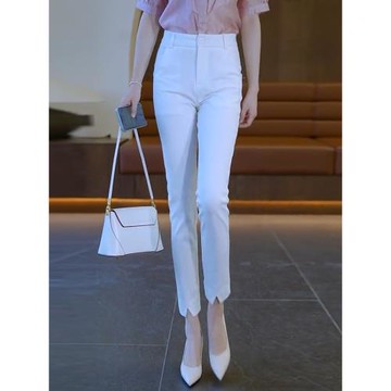 高檔不皺西裝褲女長褲夏季新款高腰顯瘦垂順職業小腳西褲九分褲子