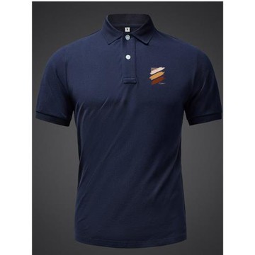 夏季翻領Polo衫大碼商務時尚休閑風t恤潮t三色印花短袖青年打底衫