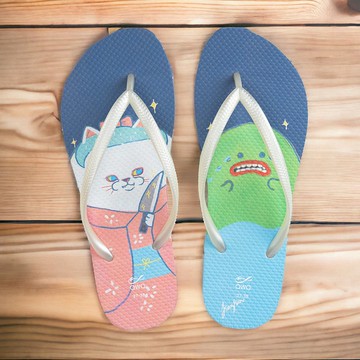 女款文創動物風夾腳拖鞋 柔軟防滑人字拖 憨憨動物園 -公主與獵物