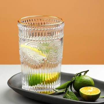 復古浮雕玻璃情侶水杯馬克杯牛奶咖啡杯紅酒杯果汁飲料刷牙漱口杯