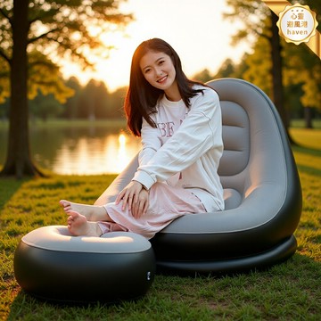 【懶人植絨套裝】充氣床 氣墊床 沙發床 懶人沙發 戶外沙發 充氣沙發 便攜摺疊 加厚植絨 室內外兩用 露營午休神器